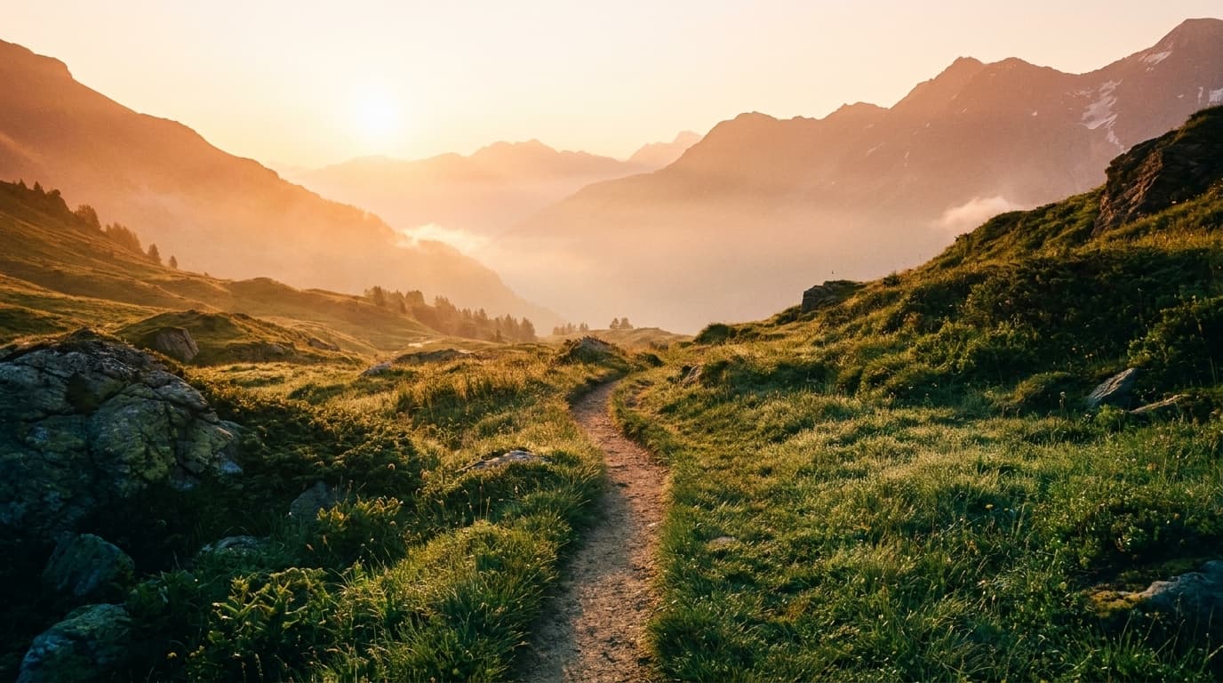 Weg durch die Morgensonne